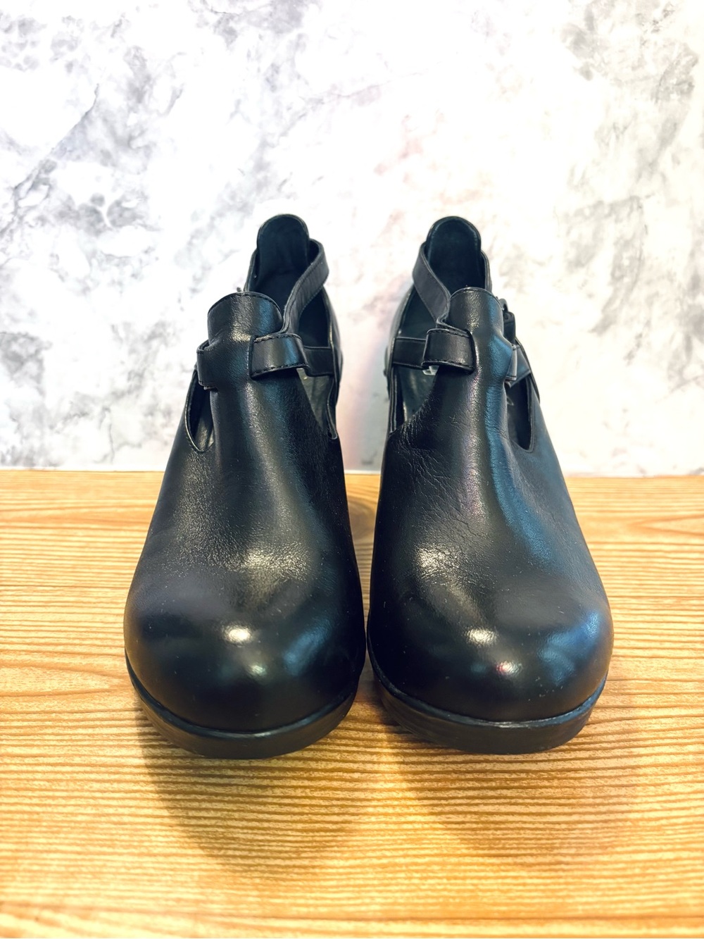 Dansko Franka Platform wedge Clogs Black Leather Size 38 - Picture 4 of 8